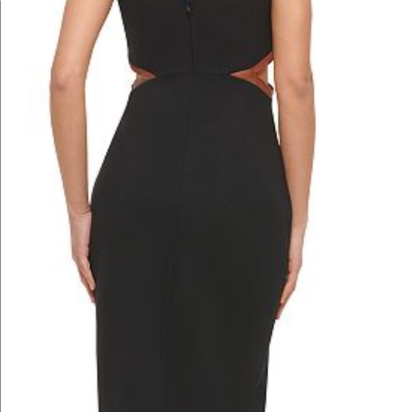 Guess cutout bodycon knee length dress Black Sz 12 - Picture 3 of 4